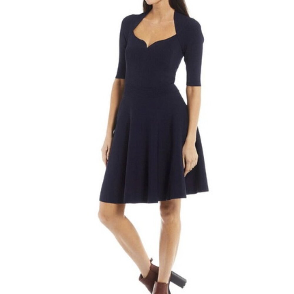 Ted Baker London Navy Blue Milly Sweetheart Sweater Dress - Picture 2 of 4